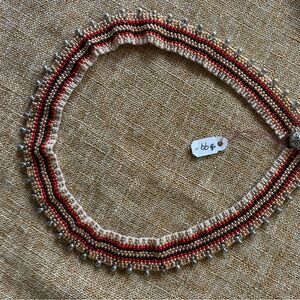 Red and Black Tribal-Inspired Beaded Necklace